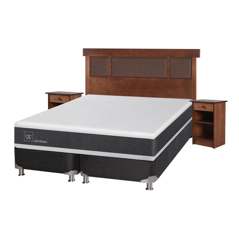 CIC - Box Spring Ortopedic 2 Plazas Base Dividida 150x200 cm + Muebles Dublin Cic
