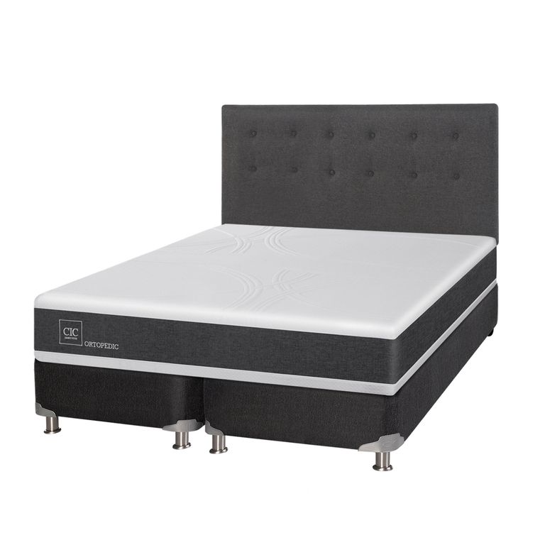 CIC Box Spring Ortopedic 2 Plazas x 2.00mt Base Dividida + Respaldo