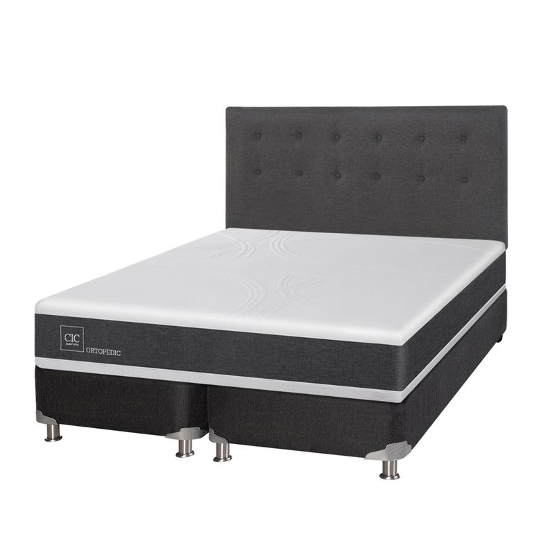 CIC - Box Spring Ortopedic 2 Plazas BD 150 x 200 cm + Respaldo Eufratos Cic
