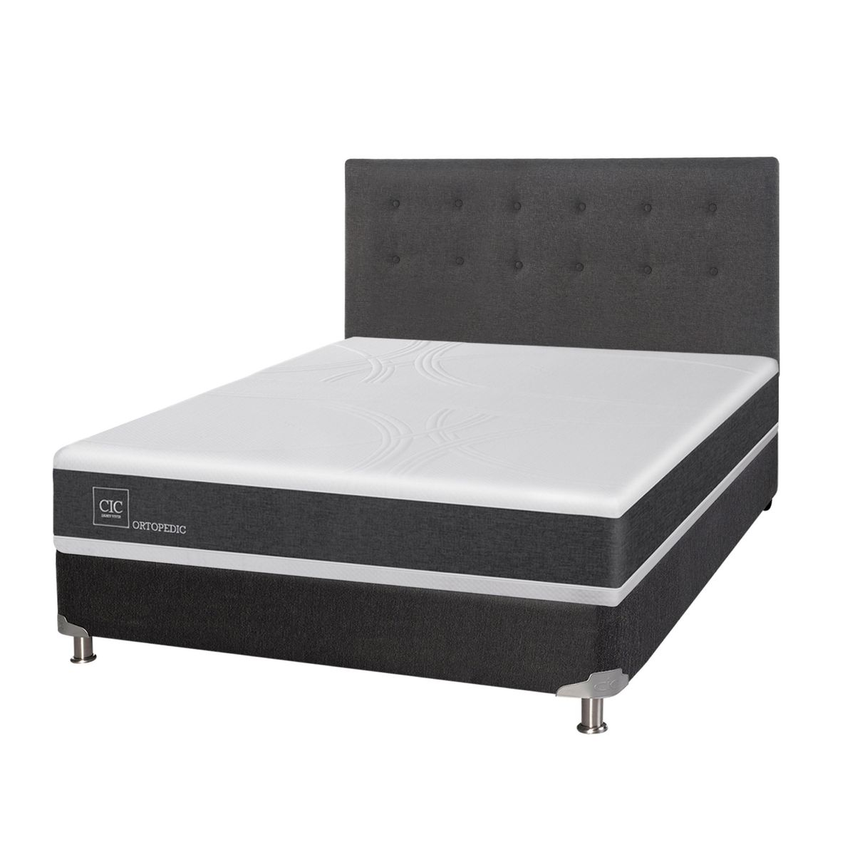 CIC - Box Spring Ortopedic 2 Plazas BN 150 x 200 cm + Respaldo Eufrates Cic