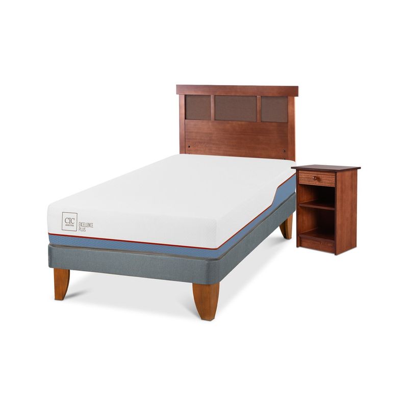 CIC - Cama Europea Excellence Plus 1.5 Plaza 105X200 Cm + Muebles Dublin Cic