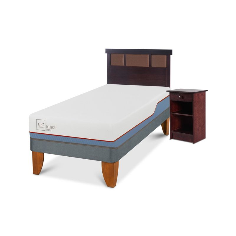 CIC - Cama Europea Excellence Plus 1 Plaza 90X200 Cm + Muebles Dublin Cic