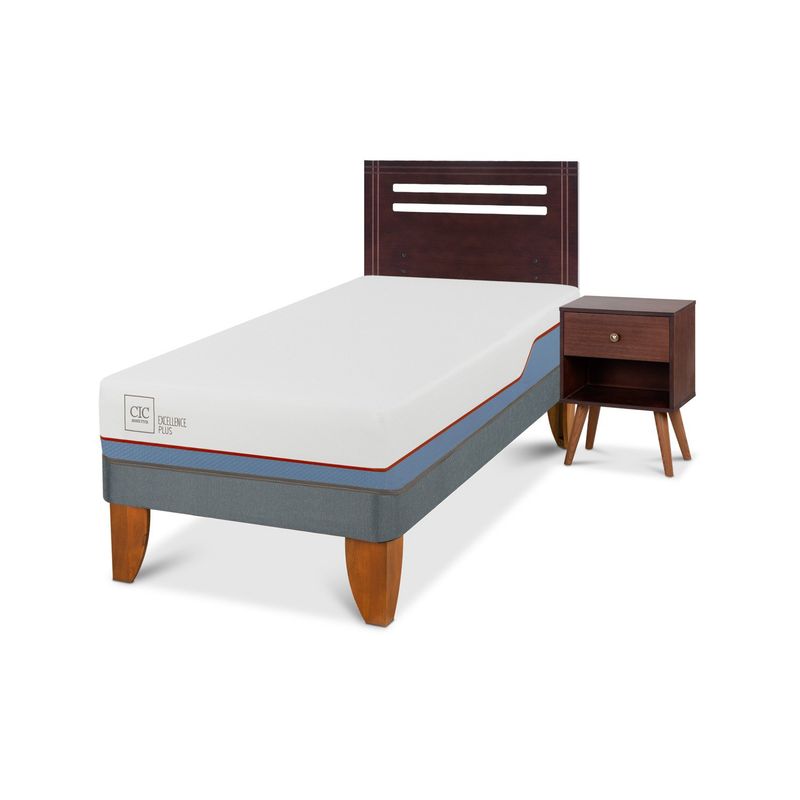 CIC - Cama Europea Excellence Plus 1 Plaza 90X200 Cm + Muebles Munich Cic