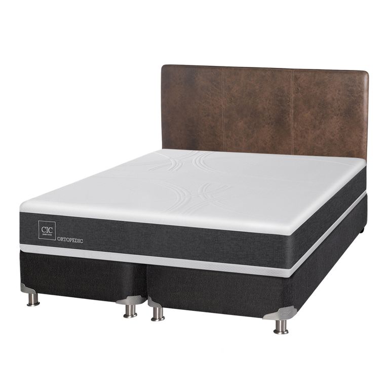 CIC Box Spring New Ortopedic B5 Black 2 Plazas BD + Respaldo Baker