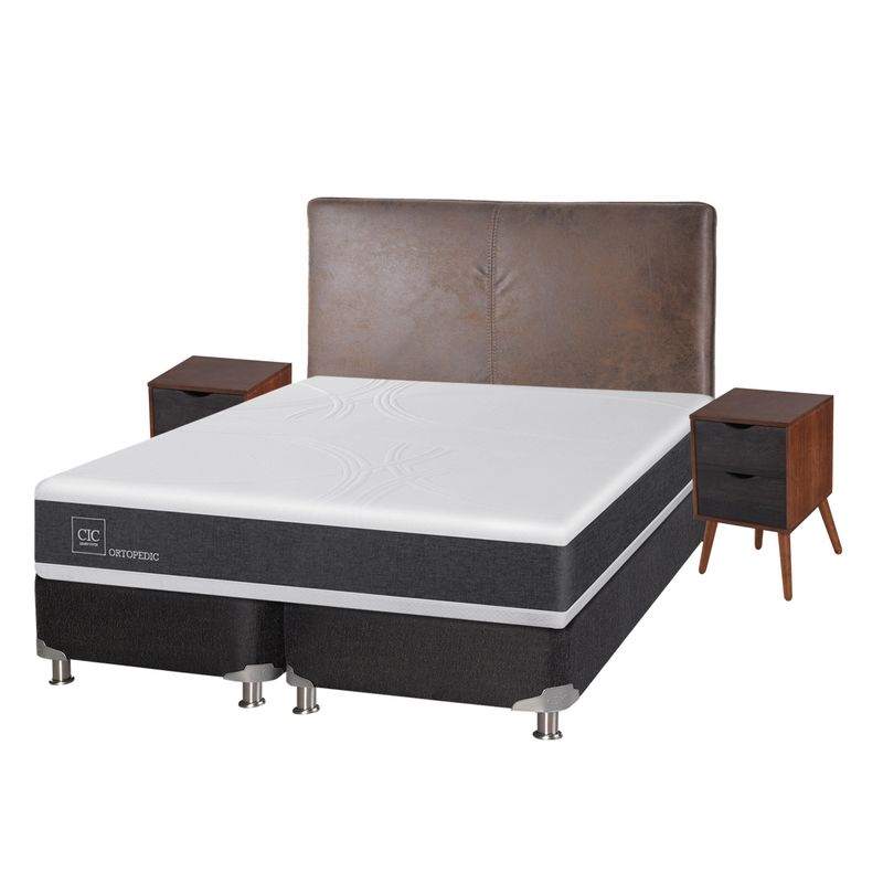 CIC - Box Spring New Ortopedic B5 2 Plazas Base Dividida + Muebles Baker Cic