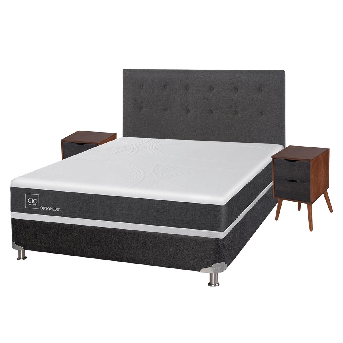 CIC - Box Spring Ortopedic 2 Plazas Base Normal 150x200 cm + Muebles Eufrates Cic