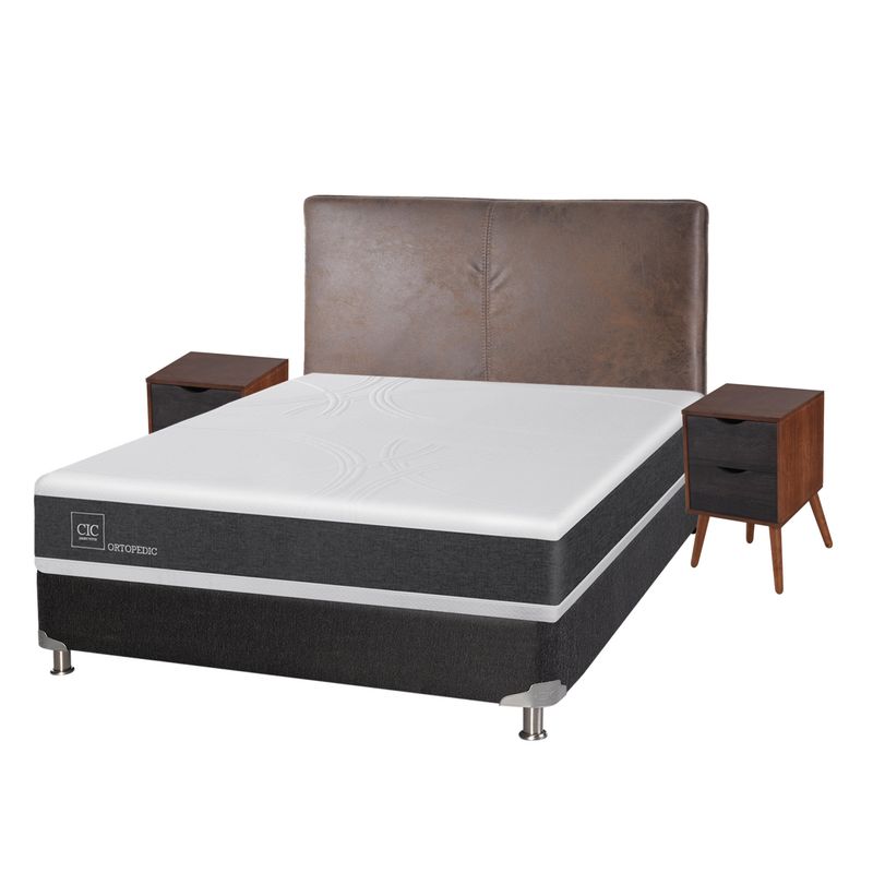 CIC - Box Spring New Ortopedic B5 2 Plazas Base Normal + Muebles Baker Cic