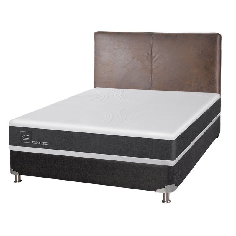CIC - Box Spring Ortopedic 2 Plazas Base Normal 150x200 cm + Respaldo Baker Cic