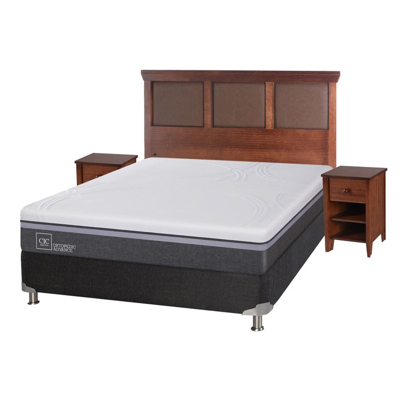 CIC - Box Spring Ortopedic Advance B5 2 Plazas Base Normal + Muebles New Torino Caramel Cic
