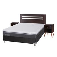 Box Spring Ortop Adva5 2 Plazas + Respaldo + 2 Veladores