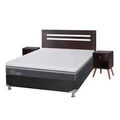 CIC - Box Spring Ortop Adva5 2 Plazas + Respaldo + 2 Veladores