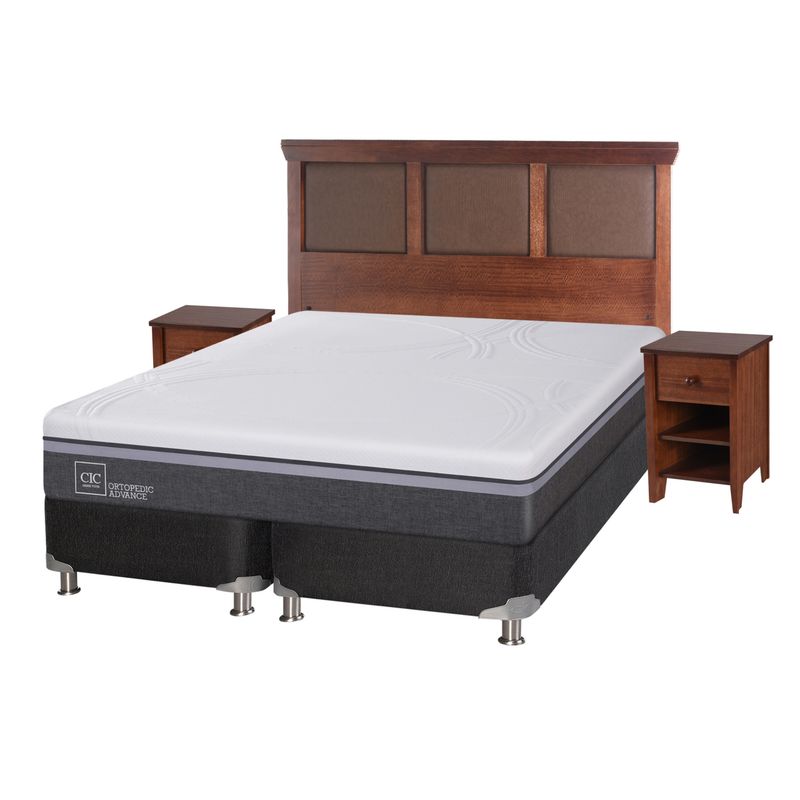 CIC - Box Spring Ortopedic Advance B5 2 Plazas Base Dividida + Muebles New Torino Caramel Cic
