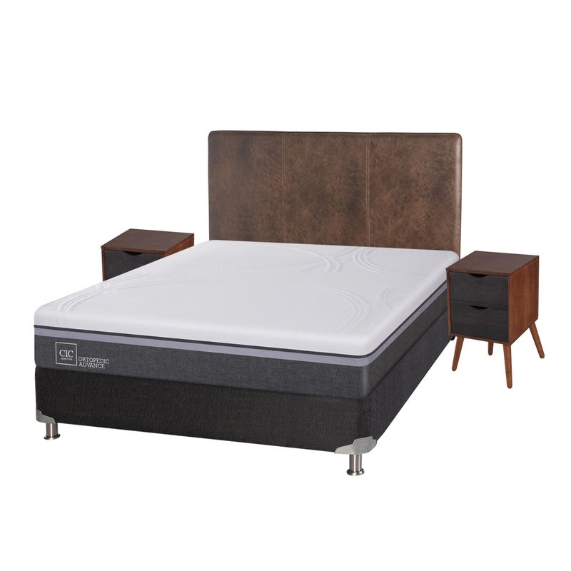 CIC - Box Spring Ortopedic Advance B5 2 Plazas Base Normal + Muebles Baker Cic