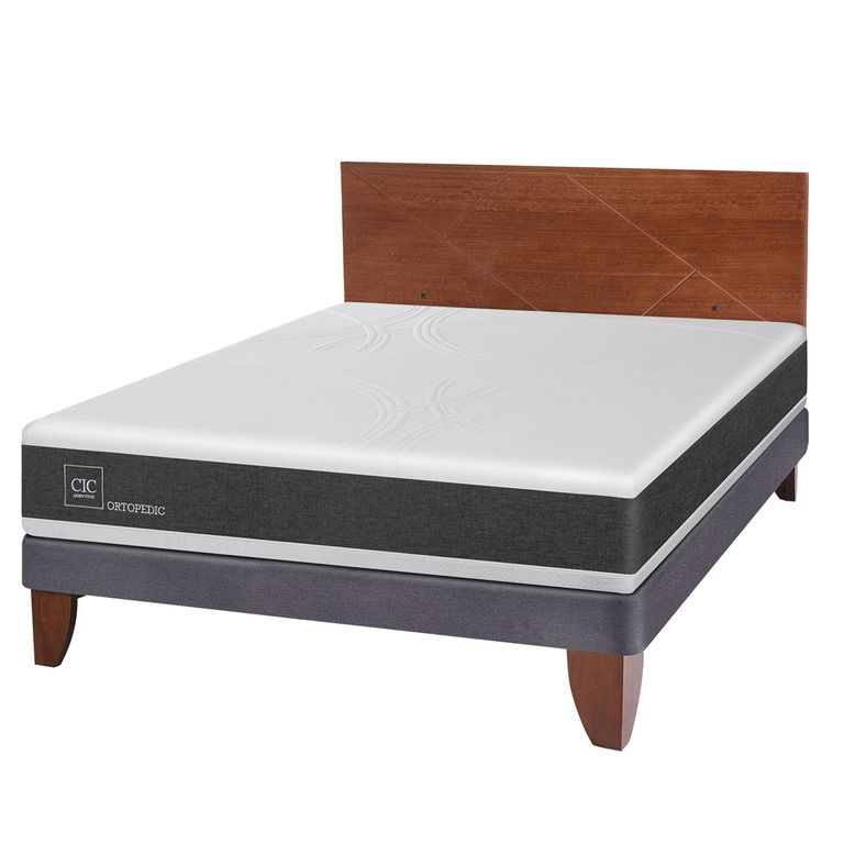CIC Cama Europea Ortopedic 2 Plazas Base Normal 150X200 Cm + Respaldo Villarrica