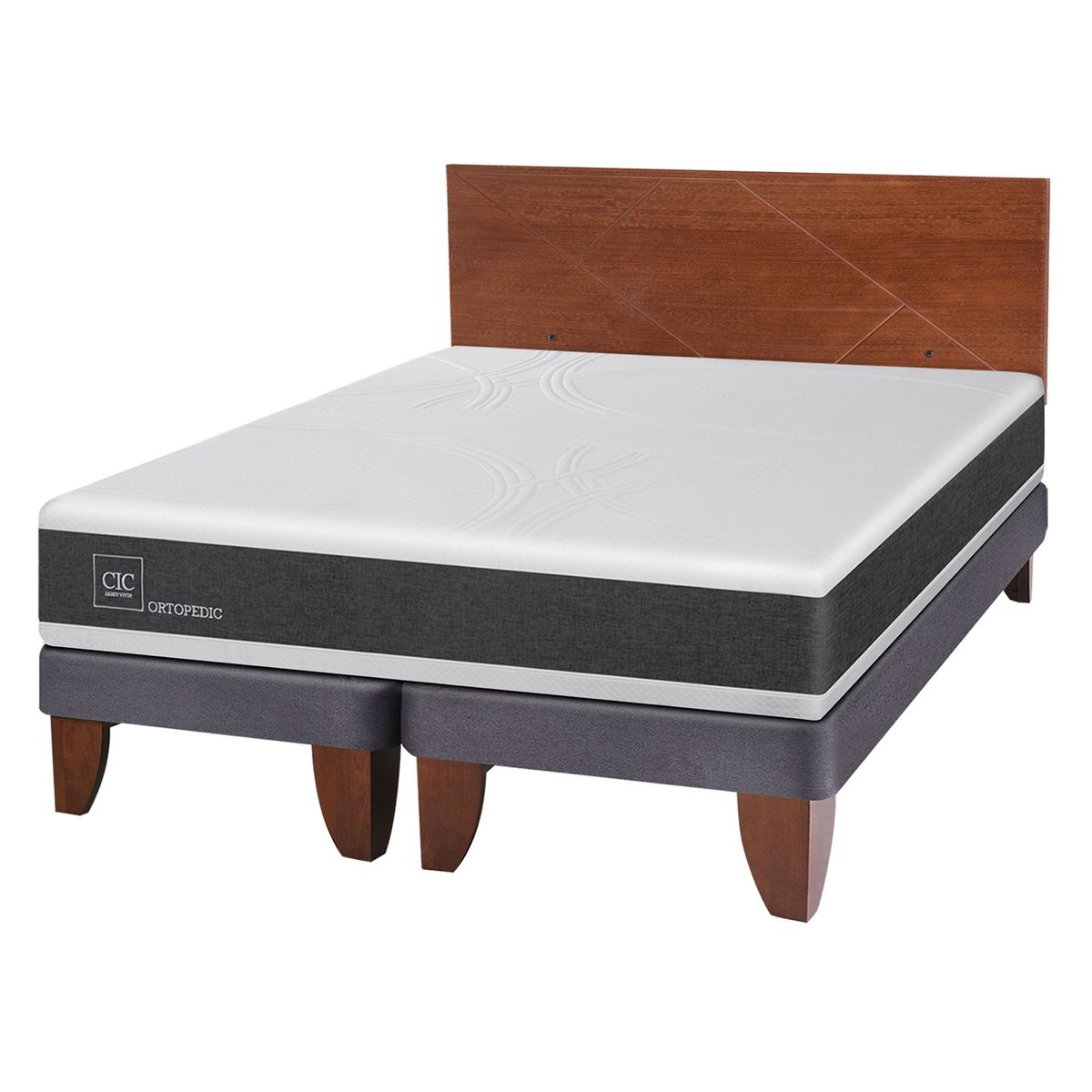 CIC - Cama Europea Ortopedic 2 Plazas Base Dividida 150X200 Cm + Respaldo Villarrica Cic