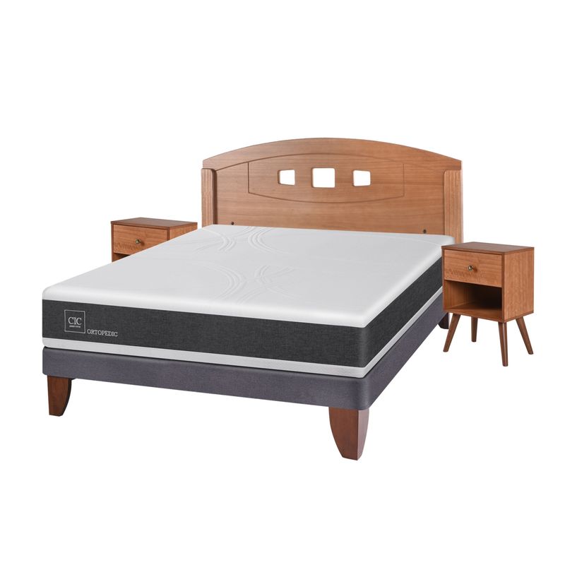 CIC - Cama Europea Ortopedic 2 Plazas Base Normal 150X200 Cm + Muebles Gales Cic