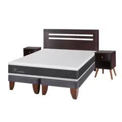 CIC - Cama Europea Newortoped60 2 Plazas + Respaldo + 2 Veladores
