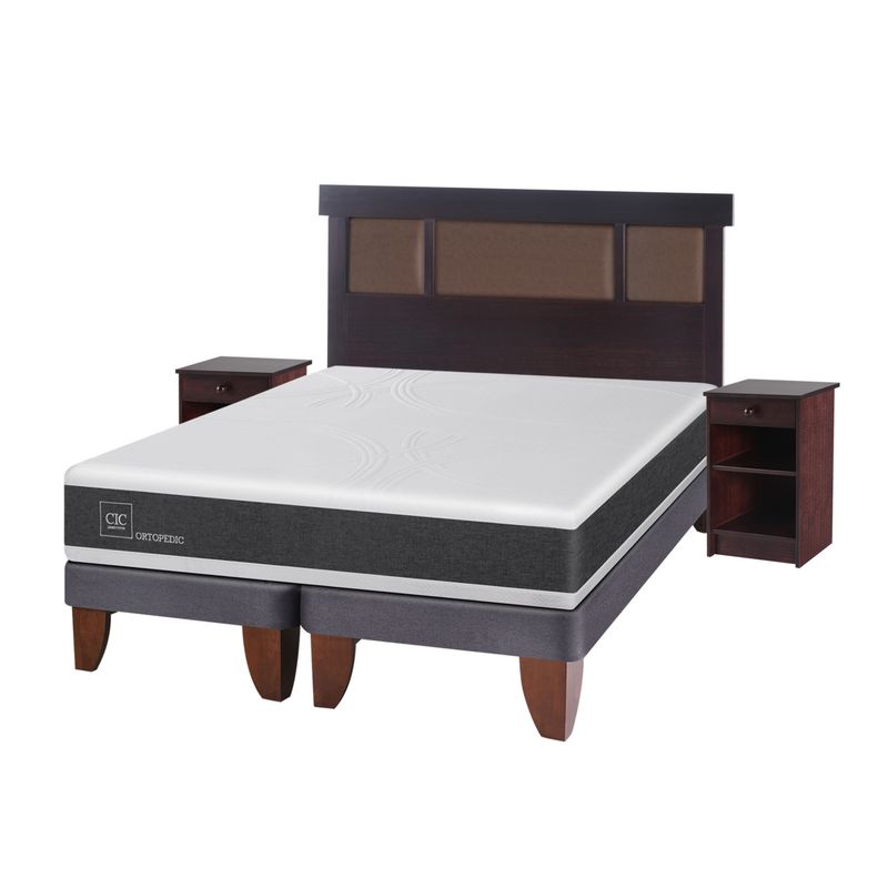 CIC - Cama Europea Ortopedic 2 Plazas Bd 150 X 200 Cm + Muebles Dublin Cic