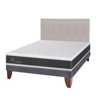 Cama Europea Ortopedic 2 Plazas Base Normal 150X200 Cm + Respaldo TiGrafito
