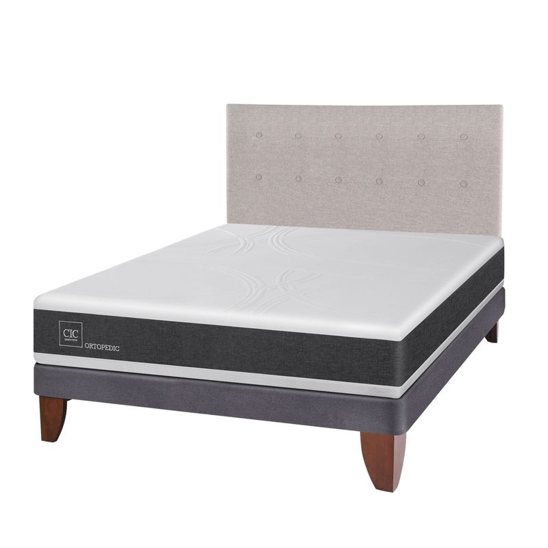 CIC - Cama Europea Ortopedic 2 Plazas Base Normal 150X200 Cm + Respaldo Tigris Cic
