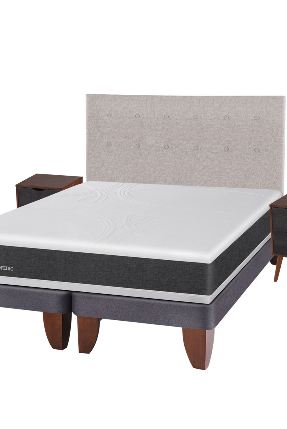 CIC - Cama Europea Ortopedic 2 Plazas Base Dividida 150X200 Cm + Muebles Tigris Cic