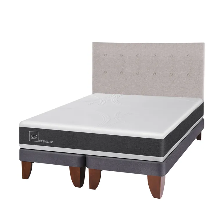 Cama Europea Ortopedic 2 Plazas Bd 150 X 200 Cm + Respaldo TiGrafito