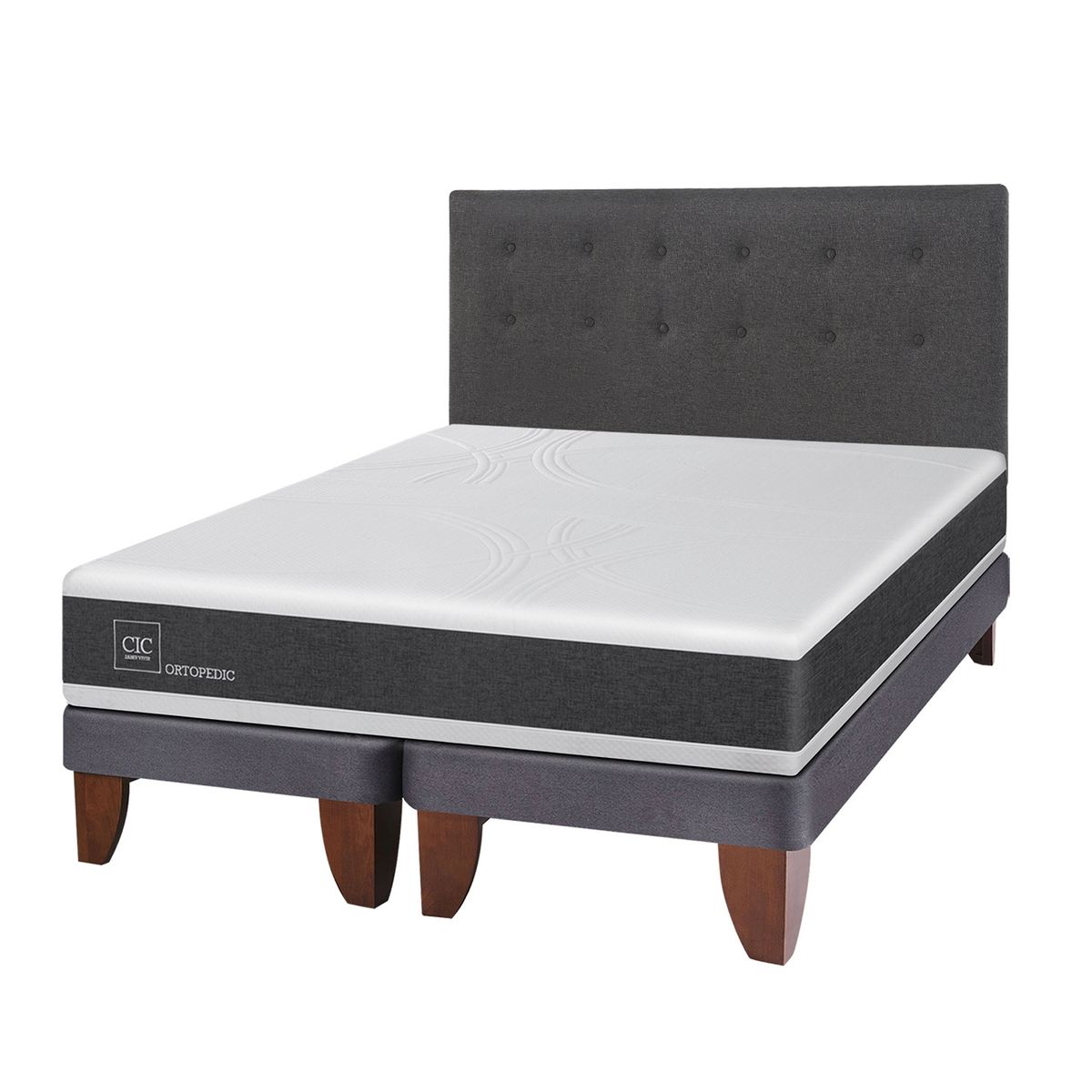 CIC - Cama Europea Ortopedic 2 Plazas x 2.00mt Base Dividida + Respaldo Cic