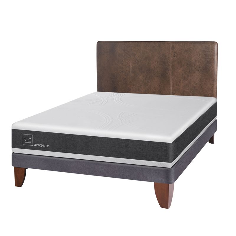 CIC - Cama Europea Ortopedic 2 Plazas Base Normal 150X200 Cm + Respaldo Baker Cic