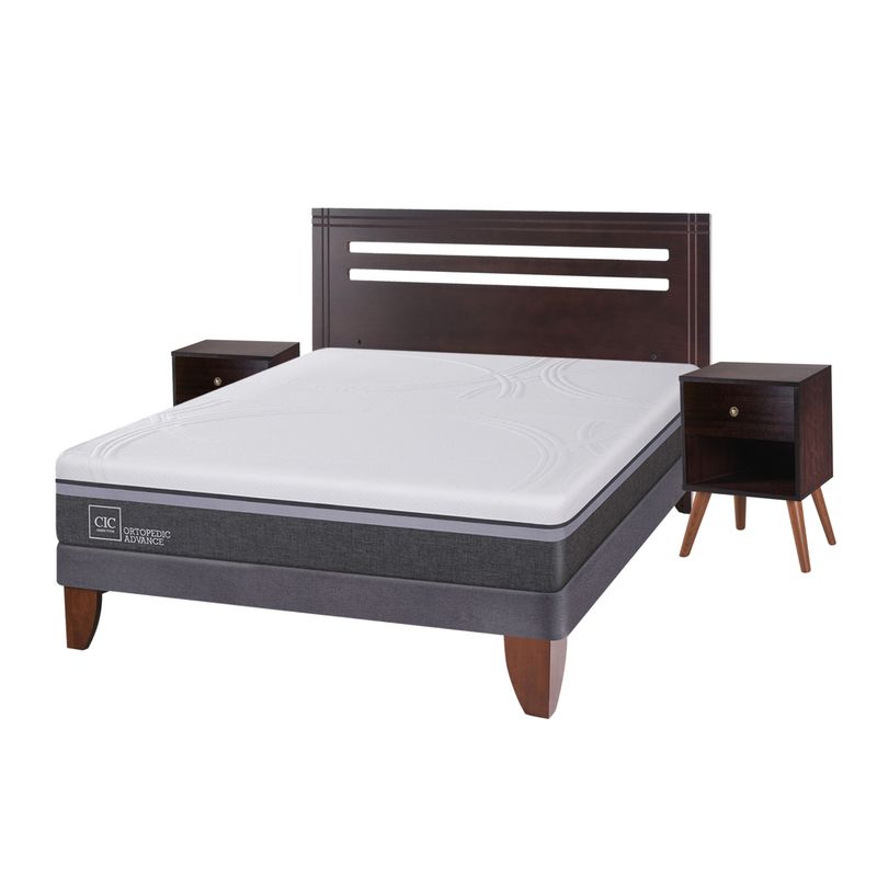 CIC - Cama Europea Ortopedic Advance 2 Plazas Base Normal + Muebles New Múnich Cic
