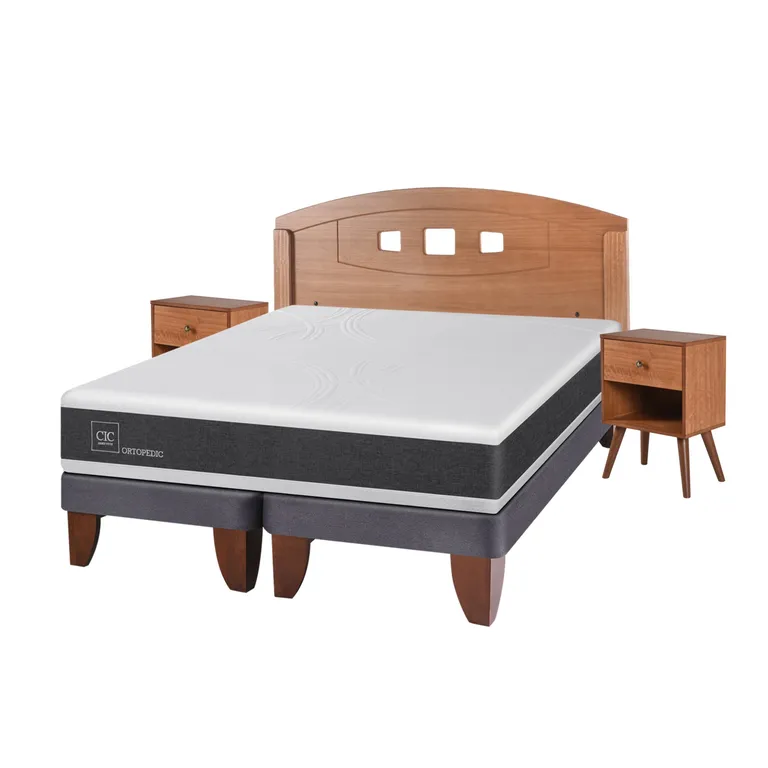 CIC Cama Europea Ortopedic Advance 2 Plazas Base Dividida + Muebles New Gales