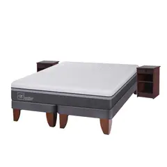 CIC - Cama Europea Ortopedic Advance 2 Plazas Base Dividida + 2 Veladores New Dublín Chocolate