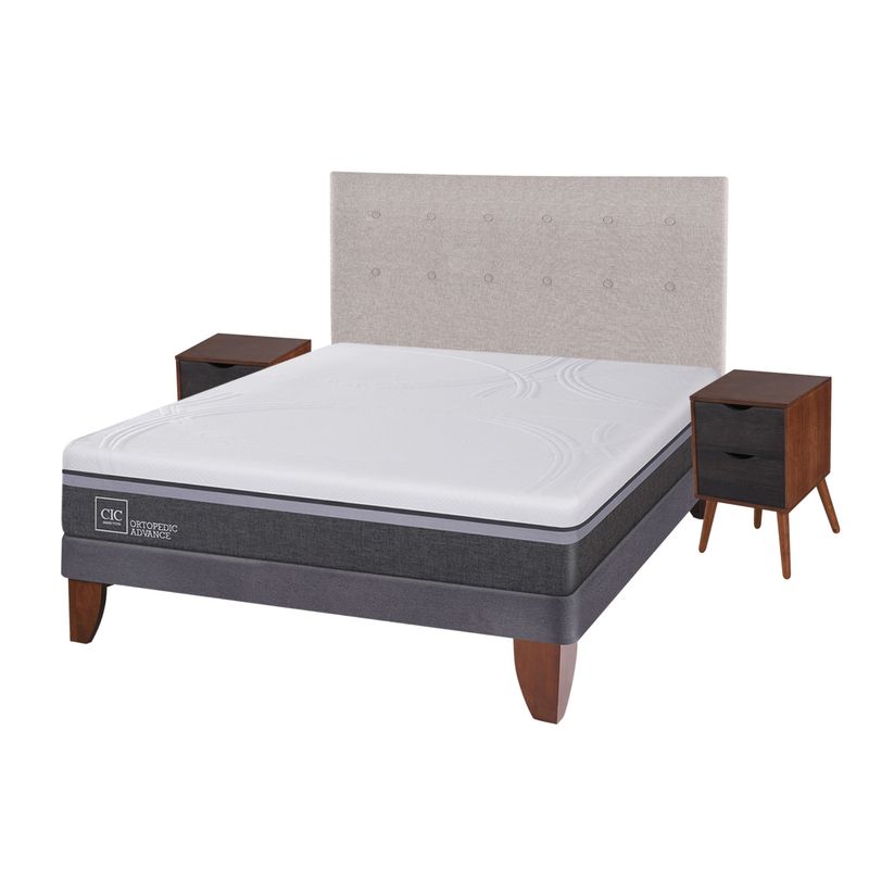 CIC - Cama Europea Ortop Adva60 2 Plazas Base Normal + Muebles   Cic