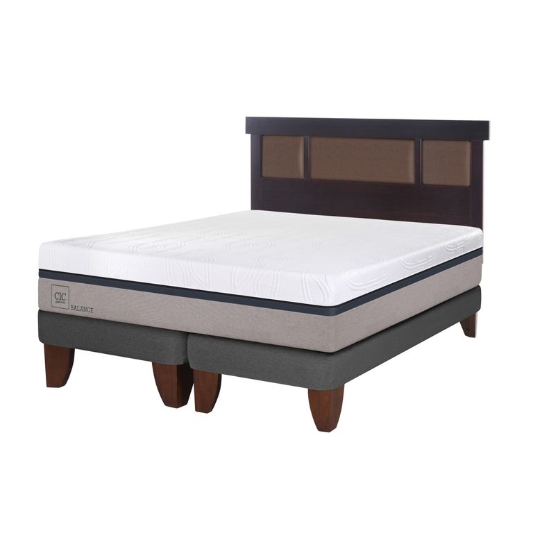 Cama Europea Balance 2 Plazas x 2.00mt Base Dividida + Respaldo