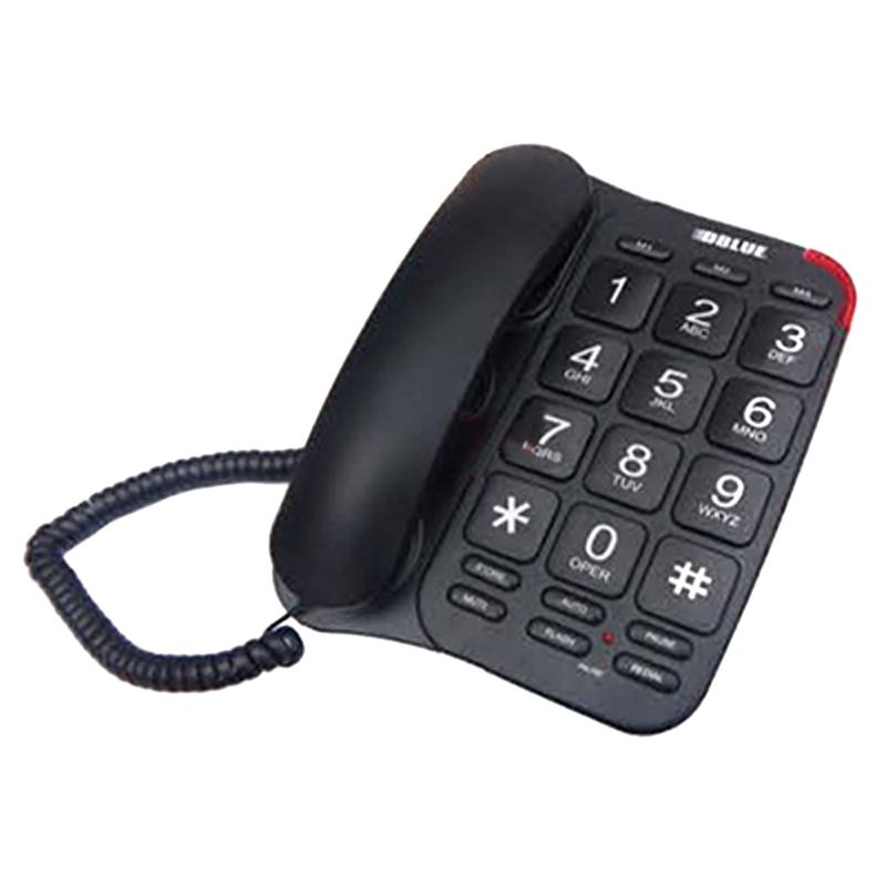 DBLUE - Teléfono Fijo Botones Grandes Negro Puntostore