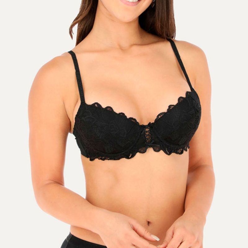 FLORES - Sostén Doble Push Up Copas Con Encaje Mujer Flores