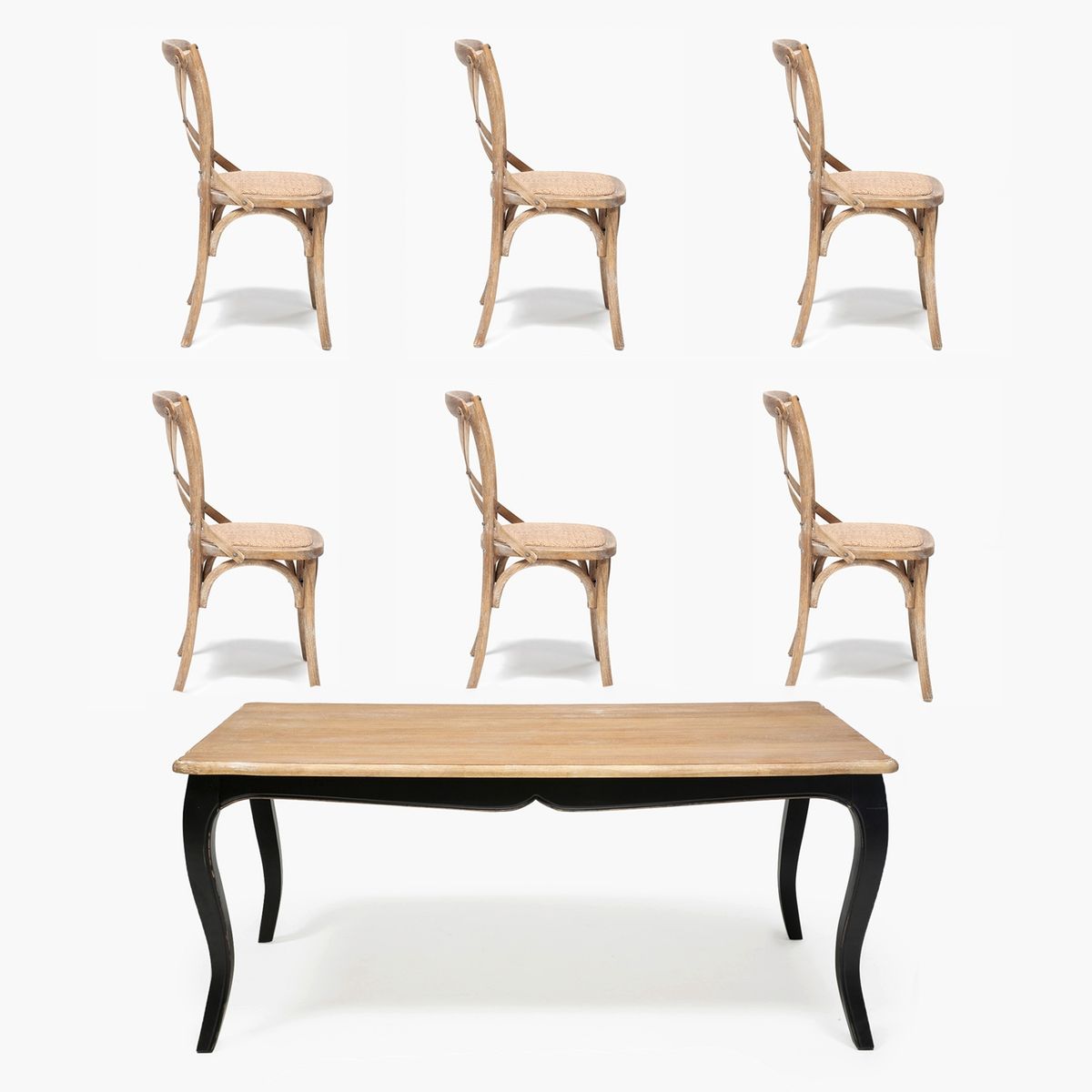 SPAZZIO - Juego de Comedor Paris 6 Sillas Madera Spazzio