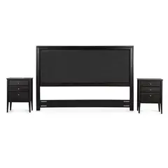 ROSEN - Set Respaldo Nolita 2 Plazas + Veladores Issey Grafito