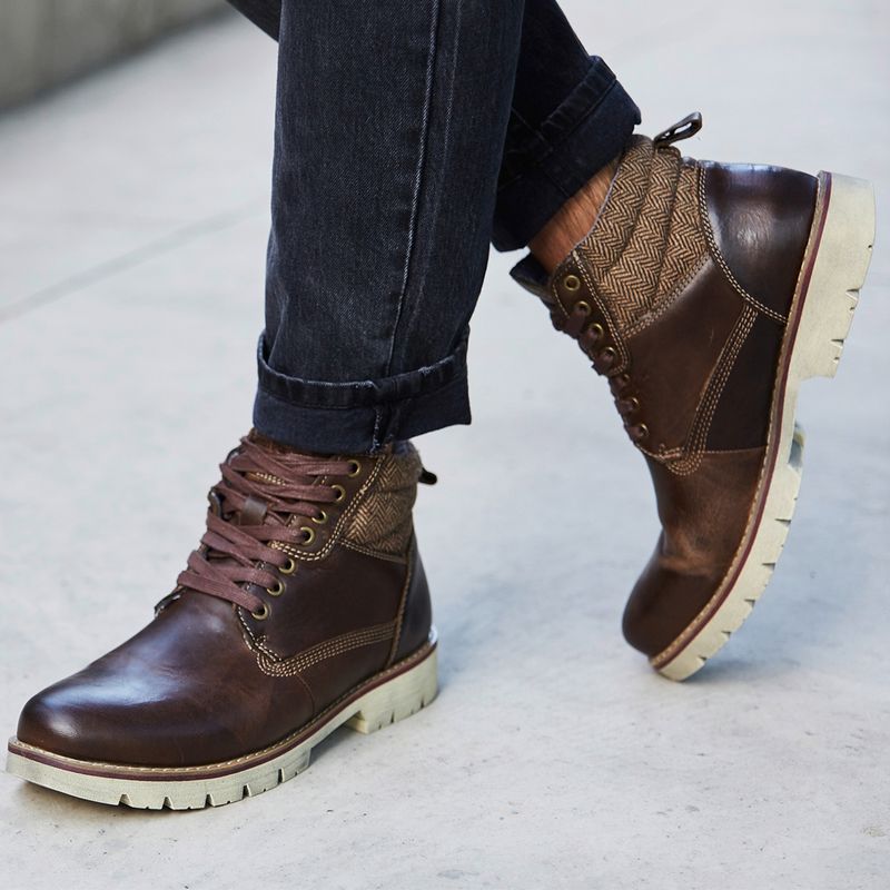 HUSH PUPPIES - Botín Hombre Cuero Café Hush Puppies