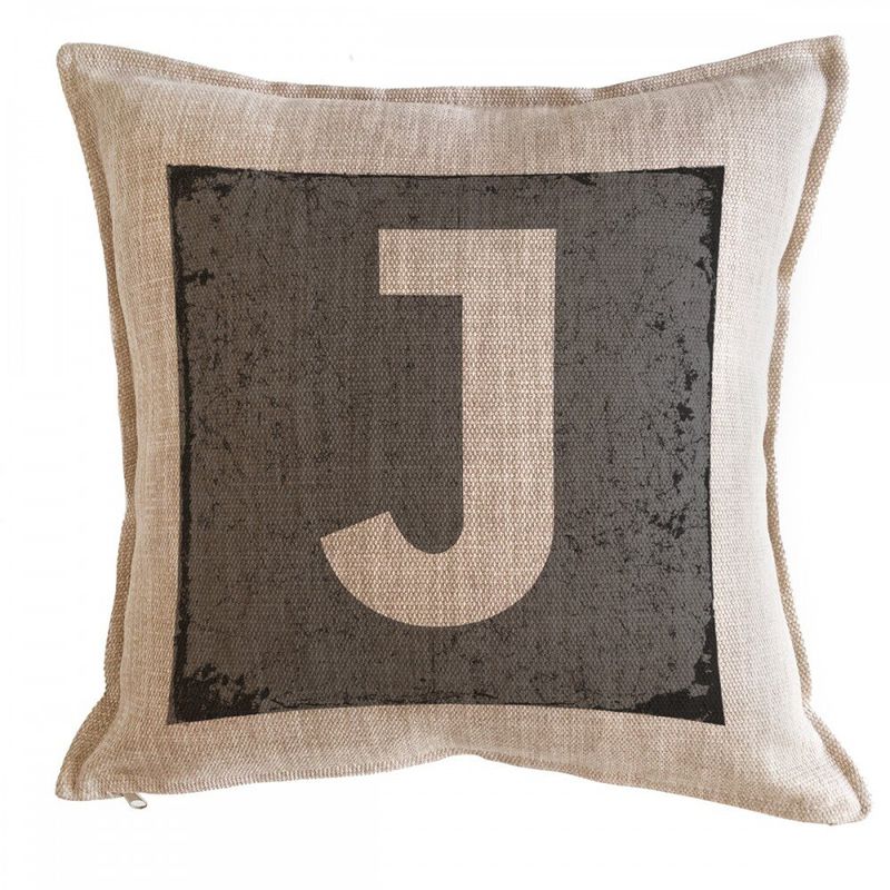 TUYO PRINT - Funda de Cojín Letras Fondo gris J