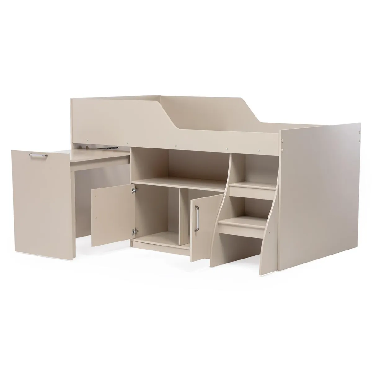 DECOCASA - Cama 1.5 Plaza Con Escritorio Retráctil Off White Decocasa