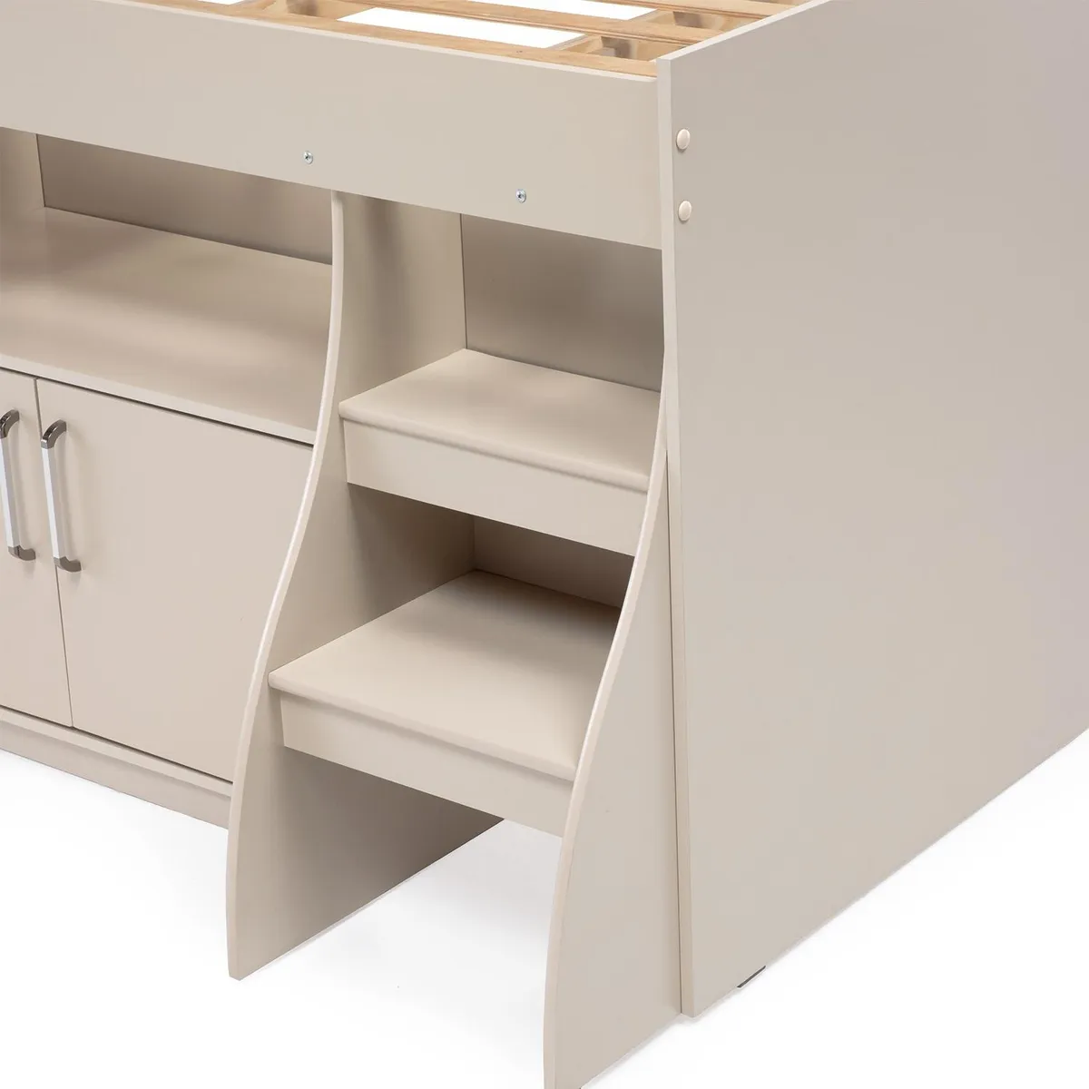 DECOCASA - Cama 1.5 Plaza Con Escritorio Retráctil Off White Decocasa