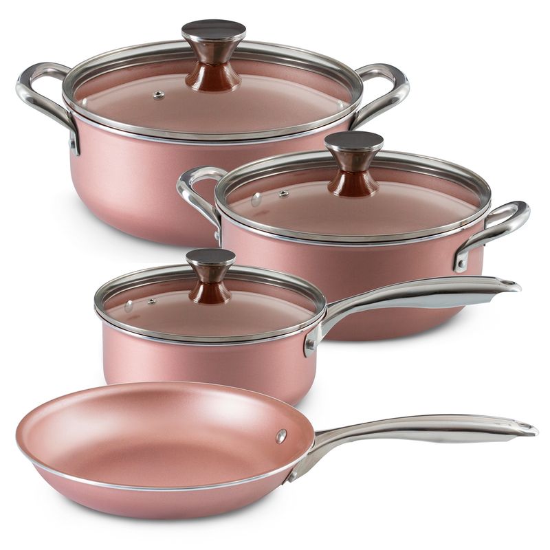 ILKO - Batería de cocina Antiadherente Rose Gold 7 pzs Ilko