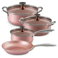 ILKO - Batería de cocina Antiadherente Rose Gold 7 pzs