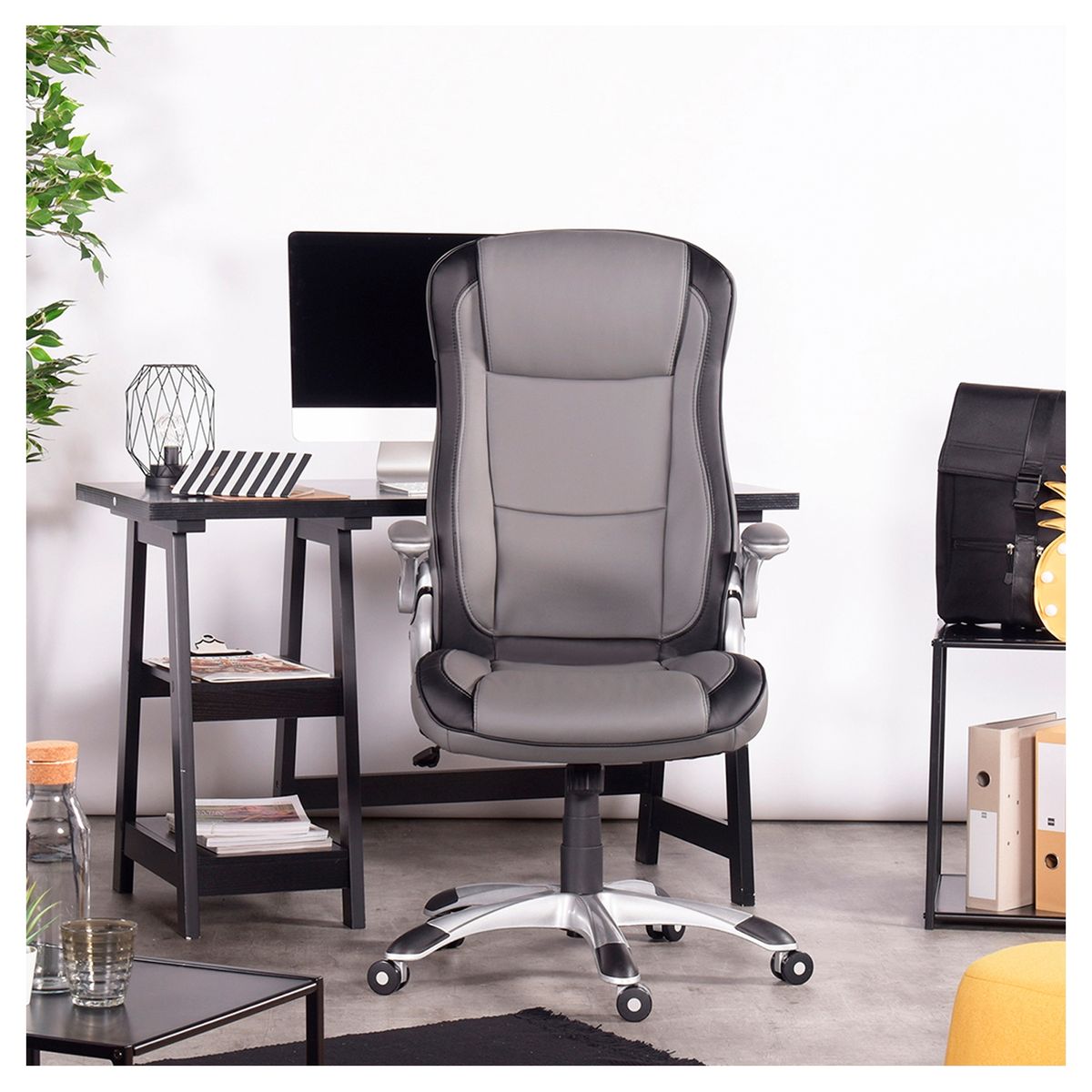 NOVAHUS - Silla De Oficina Pu Ergonómica Ajustable  Gris