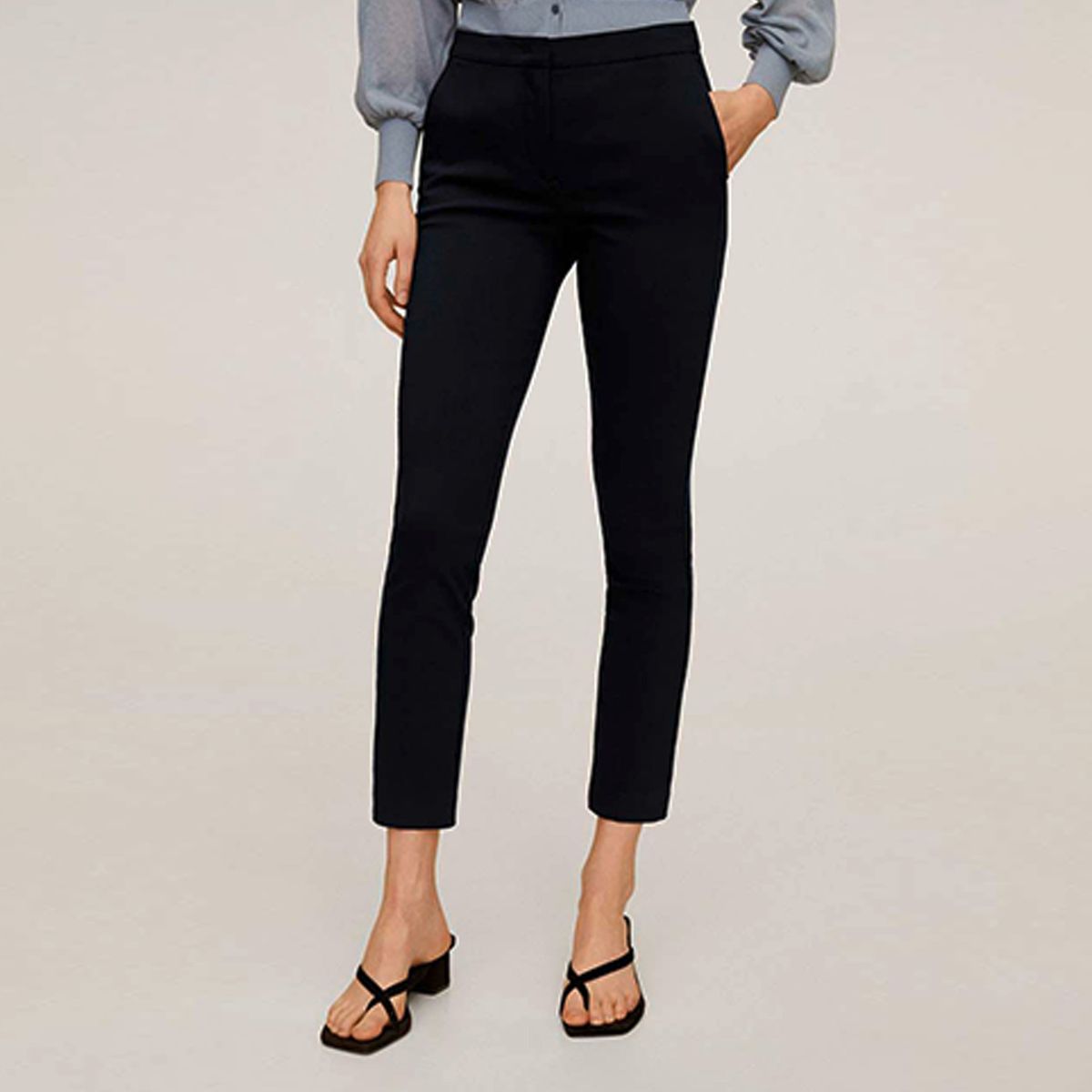 MANGO - Pantalón Skinny Crop Tiro Medio Cola Mujer