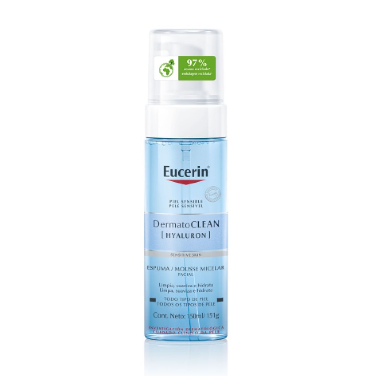 EUCERIN - Limpiador Espuma Micelar 3 en 1 DermatoCLEAN 150ml Eucerin