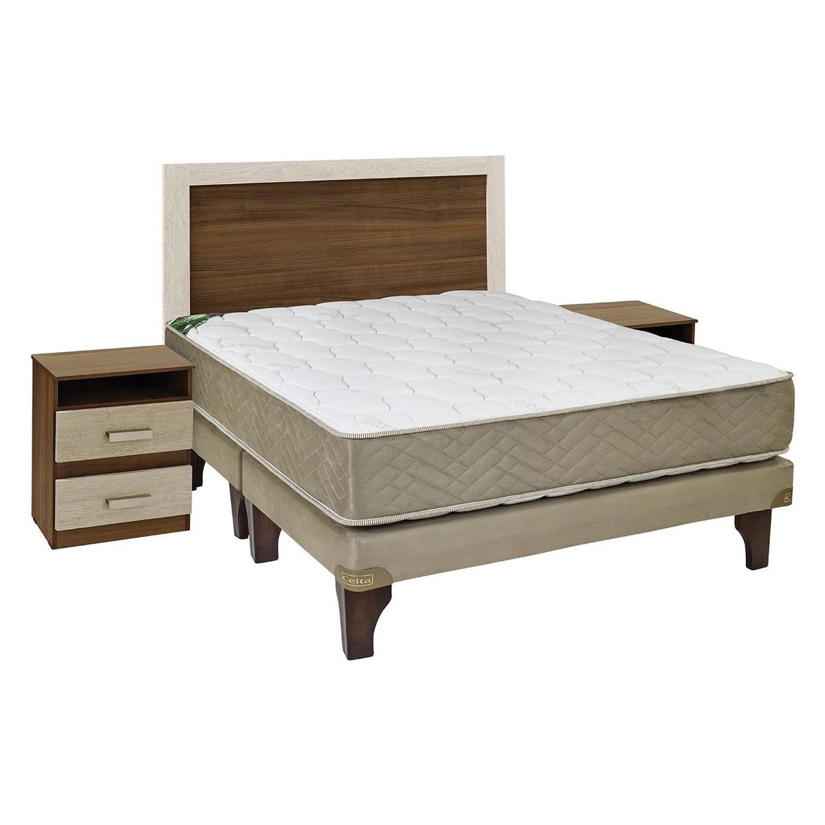 CELTA - Cama Europea Celta Bamboo 2 Plazas Base Dividida + Set Alicante