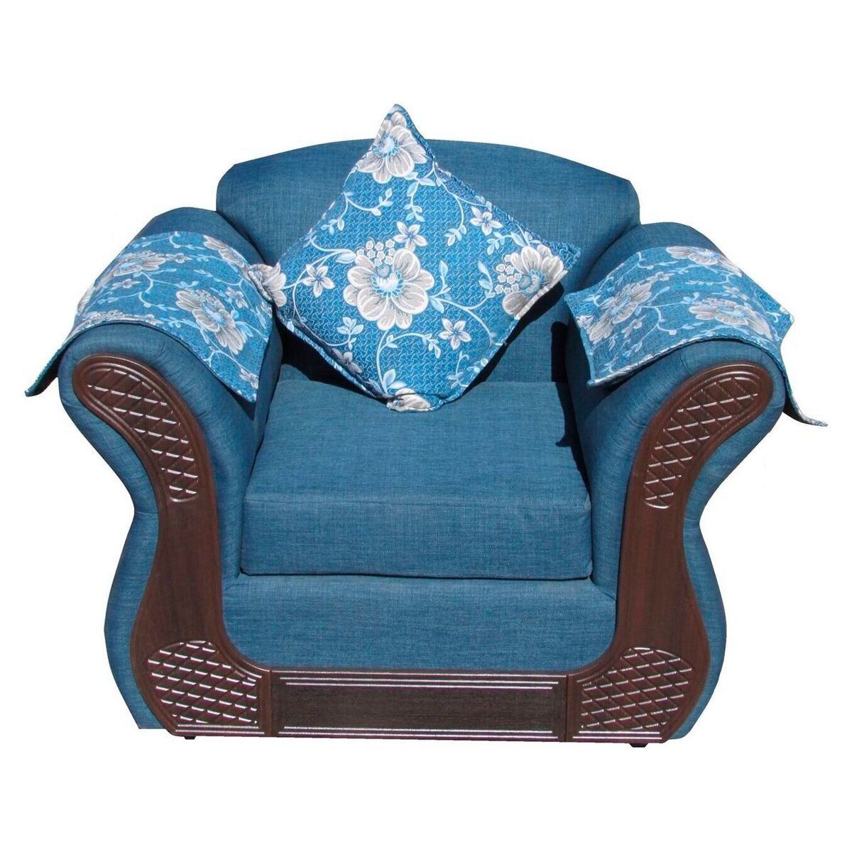 ALMORE - Juego de Living 2-1-1 Irlanda Azul Choco