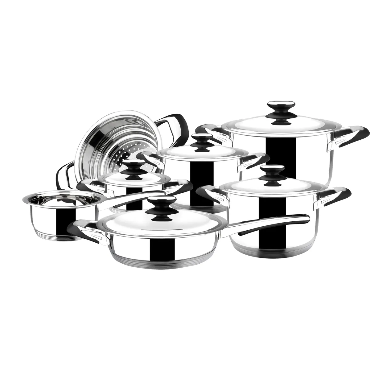 MAGEFESA - Batería de Cocina Acero inoxidable Natura 12 Piezas Magefesa