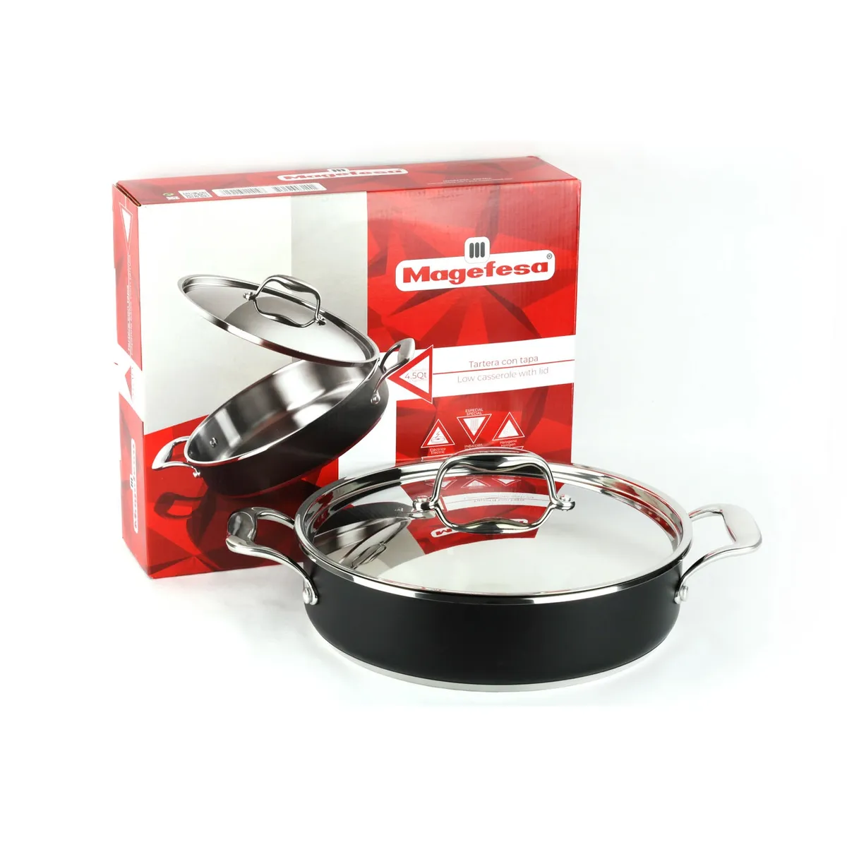 MAGEFESA - Olla Arrocera Acero Inoxidable Prisma 28 cms Magefesa